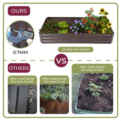 Image showing  18 cu. ft. Galvanized Steel Rectangular Raised Garden Bed Planter, 5.8 x 2.9ft., Brown