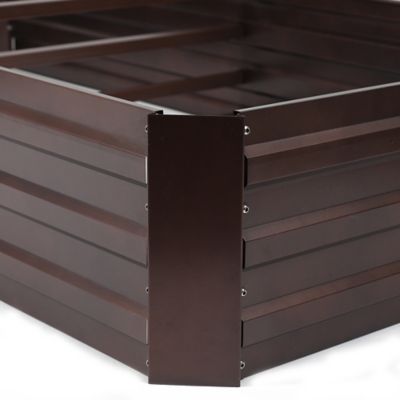 Image showing  18 cu. ft. Galvanized Steel Rectangular Raised Garden Bed Planter, 5.8 x 2.9ft., Brown