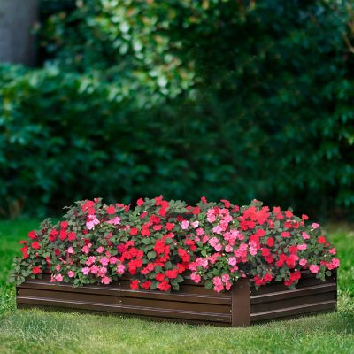 Image showing  18 cu. ft. Galvanized Steel Rectangular Raised Garden Bed Planter, 5.8 x 2.9ft., Brown