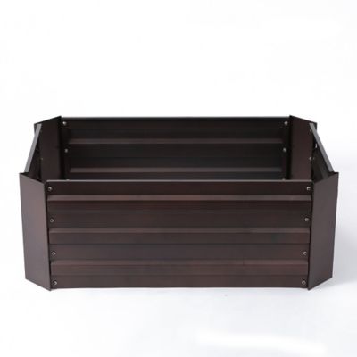 LuxenHome 4.2 cu. ft. Metal Rectangular Raised Garden Bed, Brown