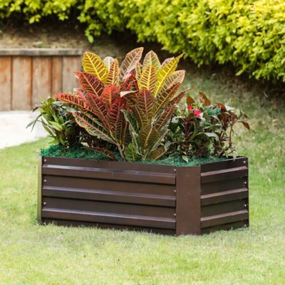 Image showing  4.2 cu. ft. Metal Rectangular Raised Garden Bed, Brown