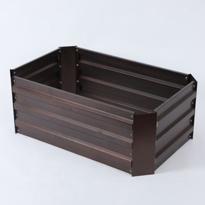 Image showing  4.2 cu. ft. Metal Rectangular Raised Garden Bed, Brown