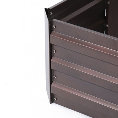 Image showing  4.2 cu. ft. Metal Rectangular Raised Garden Bed, Brown