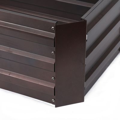 Image showing  4.2 cu. ft. Metal Rectangular Raised Garden Bed, Brown