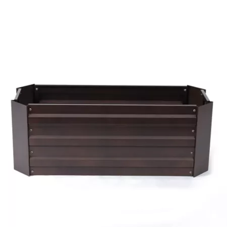 LuxenHome 2.5 cu ft Rectangular Metal Raised Garden Bed Brown Planters