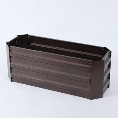 Image showing  2.5 cu. ft. Metal Rectangular Raised Garden Bed, Brown