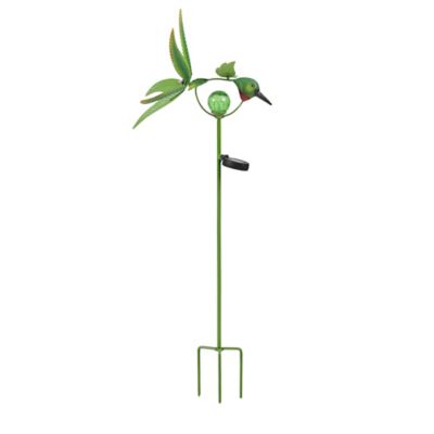 LuxenHome Metal Hummingbird Solar LED and Wind Spinner Garden Stake, WHSL1196