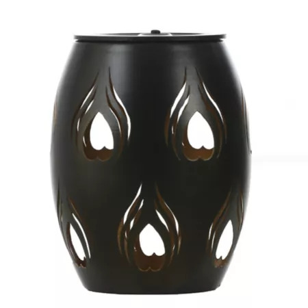 LuxenHome WHSL1549 6" Black Fire Metal Solar Powered Decorative Outdoor Lantern Lanterns