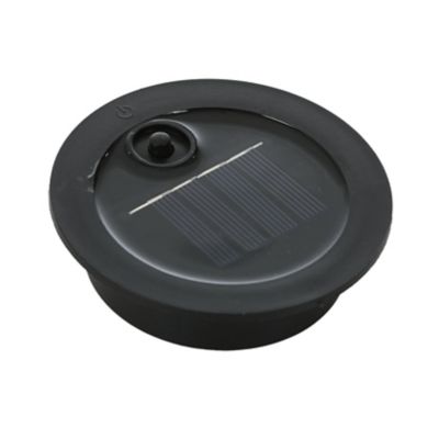 Image showing 5 th LuxenHome 6 in. Black Fire Metal Solar Powered Outdoor Decorative Lantern, WHSL1549