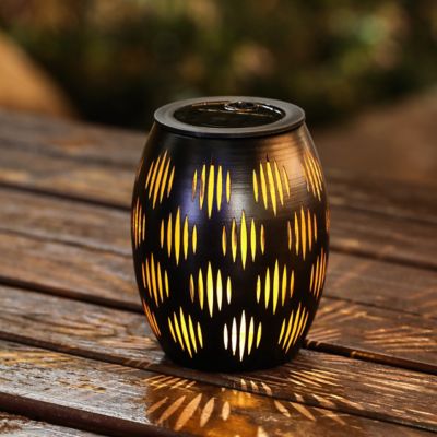 Image showing  6 in. Black Metal Solar Powered Outdoor Decorative Lantern, WHSL1550