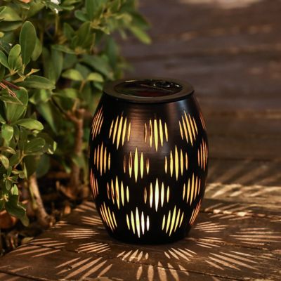 Image showing  6 in. Black Metal Solar Powered Outdoor Decorative Lantern, WHSL1550