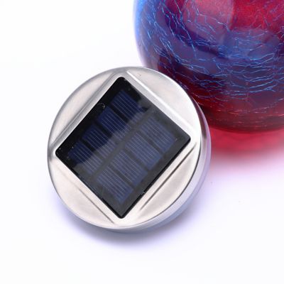 Image showing 6 th LuxenHome Blue and Red Crackle Glass Solar Outdoor Hanging and Table Lantern, WHSL1552