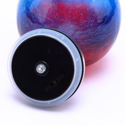 Image showing 7 th LuxenHome Blue and Red Crackle Glass Solar Outdoor Hanging and Table Lantern, WHSL1552