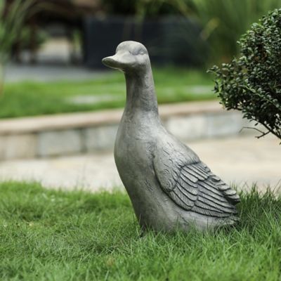 LuxenHome Gray MGO Duck Garden Statue, WHST1029