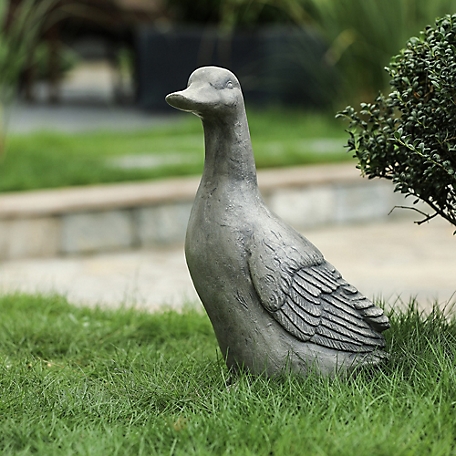 LuxenHome Gray MGO Duck Garden Statue, WHST1029