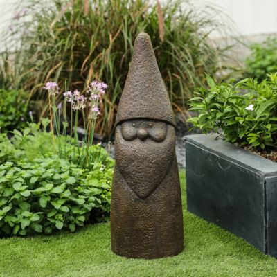 LuxenHome 29 in. Brown MGO Elf Gnome Garden Statue, WHST1030