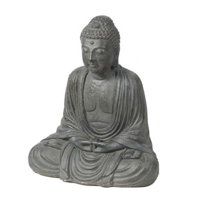Image showing 5 th LuxenHome Gray MGO Meditating Buddha Garden Statue, WHST1031