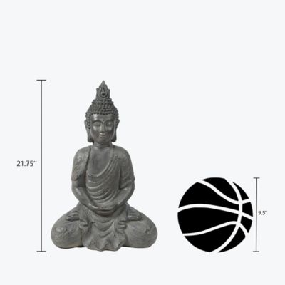 Image showing 5 th LuxenHome MGO Meditating Buddha Garden Statue, 21.7 in., Gray
