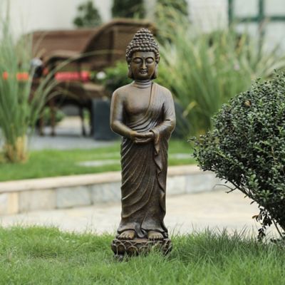 Image showing  Brown MGO Meditative Standing Buddha Garden Statue, WHST1037