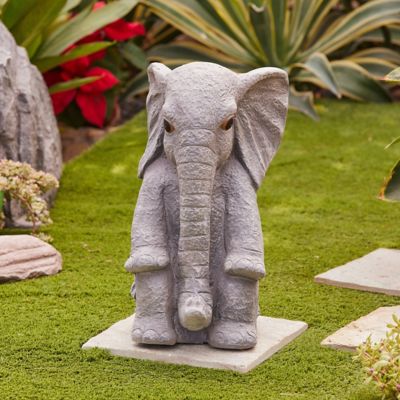 LuxenHome Gray MGO Sitting Elephant Statue, WHST1438 at Tractor Supply Co.