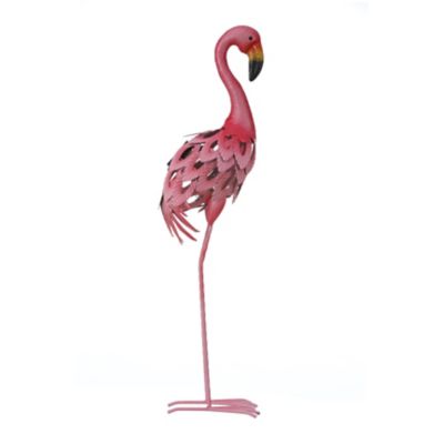 Image showing  Pink Flamingo Outdoor Metal Garden Statue, 34 in.