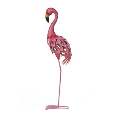Image showing  Pink Flamingo Outdoor Metal Garden Statue, 34 in.