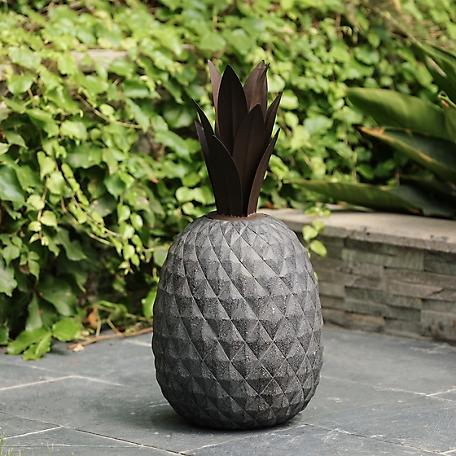 LuxenHome Gray MGO Pineapple Outdoor Statue, WHST259 at Tractor 