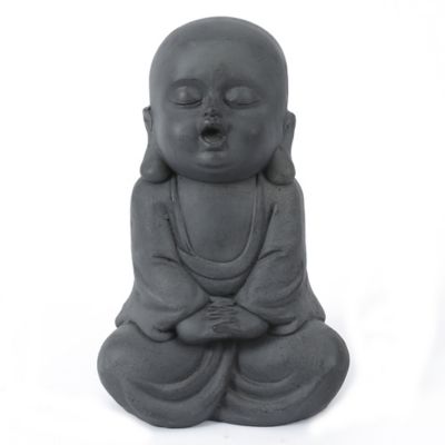 Image showing  Gray MGO Meditating Buddha Monk Garden Statue, WHST891