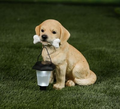 LuxenHome Resin Puppy with Solar Light Garden Statue, WHST894