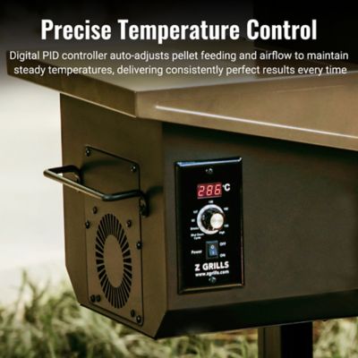 Image showing  572 sq. in. 8-in-1 Flame Expert Wood Pellet Grill and Smoker with Auto Temperature Control, Bronze