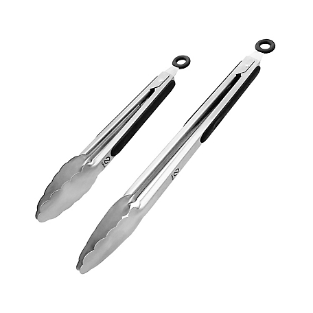 Grill Tongs for Cooking BBQ - Heavy Duty Grilling Tongs for Cooking & Serving Food in The Sizes You Need - 12 & 16 inch - Long Locking Stainless Steel