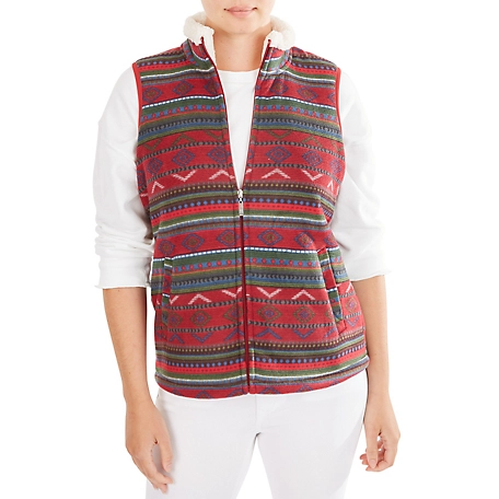 Smith's American Butter Sherpa-Lined Printed Fleece Zip Front Vest