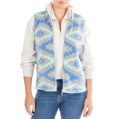 Smith's American Women's Butter Sherpa-Lined Printed Fleece Zip Front Vest