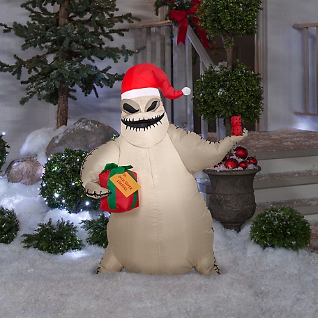Gemmy Airblown Oogie Boogie with Santa Hat and Present Decor