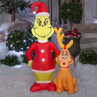 Gemmy Airblown Grinch with Max Decor