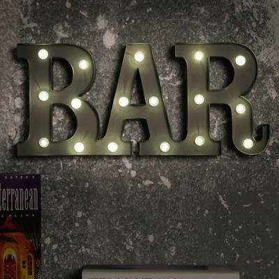LuxenHome Illuminated Bar Marquee Battery-Operated LED Sign, 7.87 in. x 17.72 in.