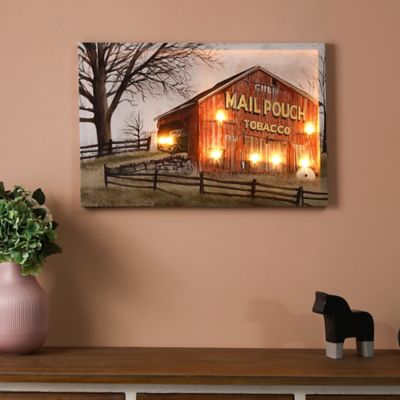 Image showing  Red Barn Trail Ride Canvas Print Wall Art with LED Lights