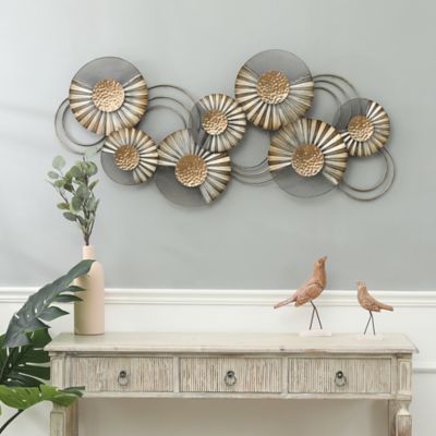 Image showing  Distressed Metal Modern Flower Wall Decor, 46 in.