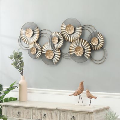 Image showing  Distressed Metal Modern Flower Wall Decor, 46 in.