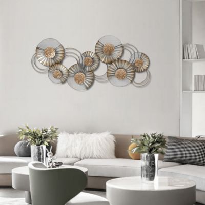 Image showing  Distressed Metal Modern Flower Wall Decor, 46 in.