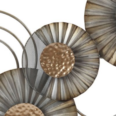 Image showing 5 th LuxenHome Distressed Metal Modern Flower Wall Decor, 46 in.