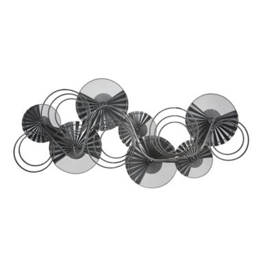 Image showing 6 th LuxenHome Distressed Metal Modern Flower Wall Decor, 46 in.