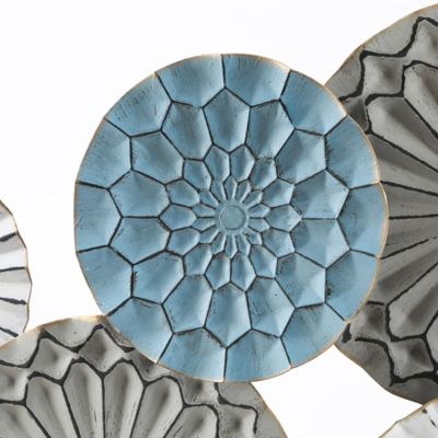 Image showing  Multicolor Metal Floral Layered Plates Wall Art, 24.8 in. x 48 in.