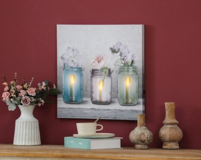 Image showing  Candle Flower Jars Lighted Canvas Print
