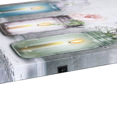 Image showing 5 th LuxenHome Candle Flower Jars Lighted Canvas Print