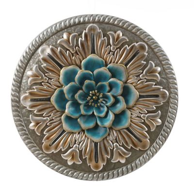 LuxenHome Multi-Color Iron Flower Round Wall Decor, WHA1470