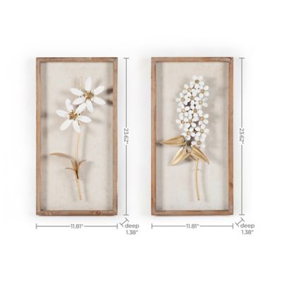 Image showing  White and Gold Flower Bouquet Wall Decor, 2 pc.