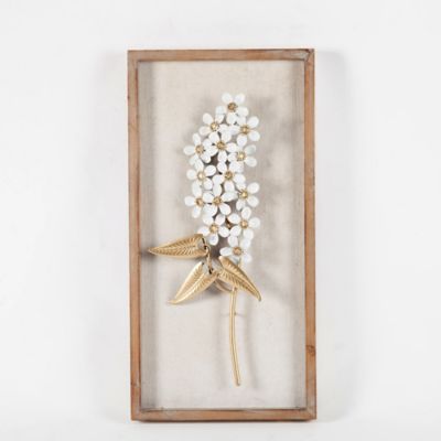 Image showing  White and Gold Flower Bouquet Wall Decor, 2 pc.