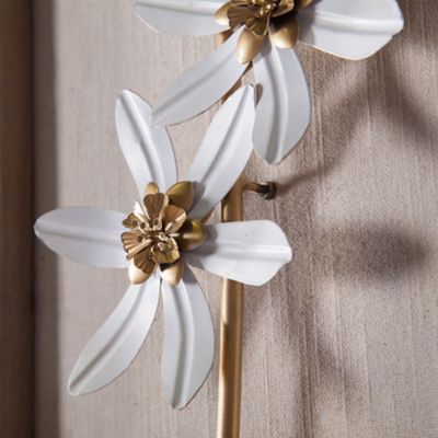 Image showing 5 th LuxenHome White and Gold Flower Bouquet Wall Decor, 2 pc.
