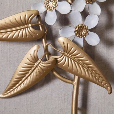 Image showing 7 th LuxenHome White and Gold Flower Bouquet Wall Decor, 2 pc.